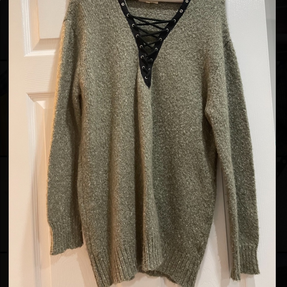 Lace up oversized sweater